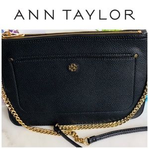 Ann Taylor Black Leather Clutch